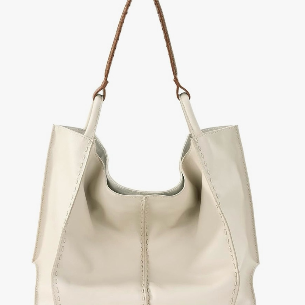 The Sak Cream Hobo Bag with Tan Strap